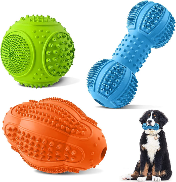 Natural rubber dog chew toys 3 pack