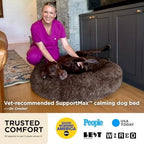 Calming faux fur donut dog bed