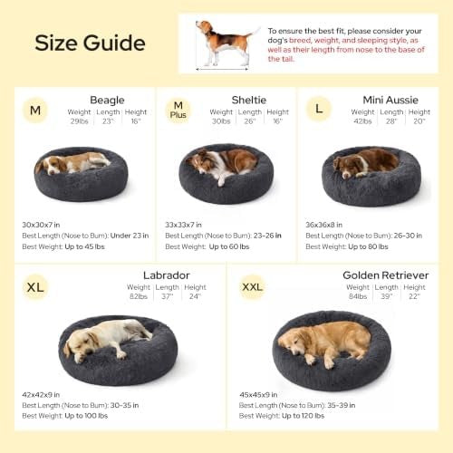 Calming faux fur donut dog bed