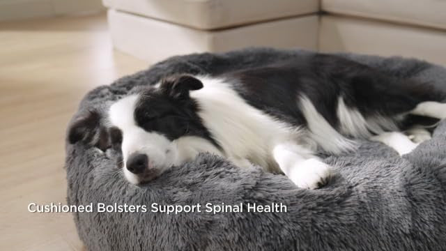 Calming faux fur donut dog bed