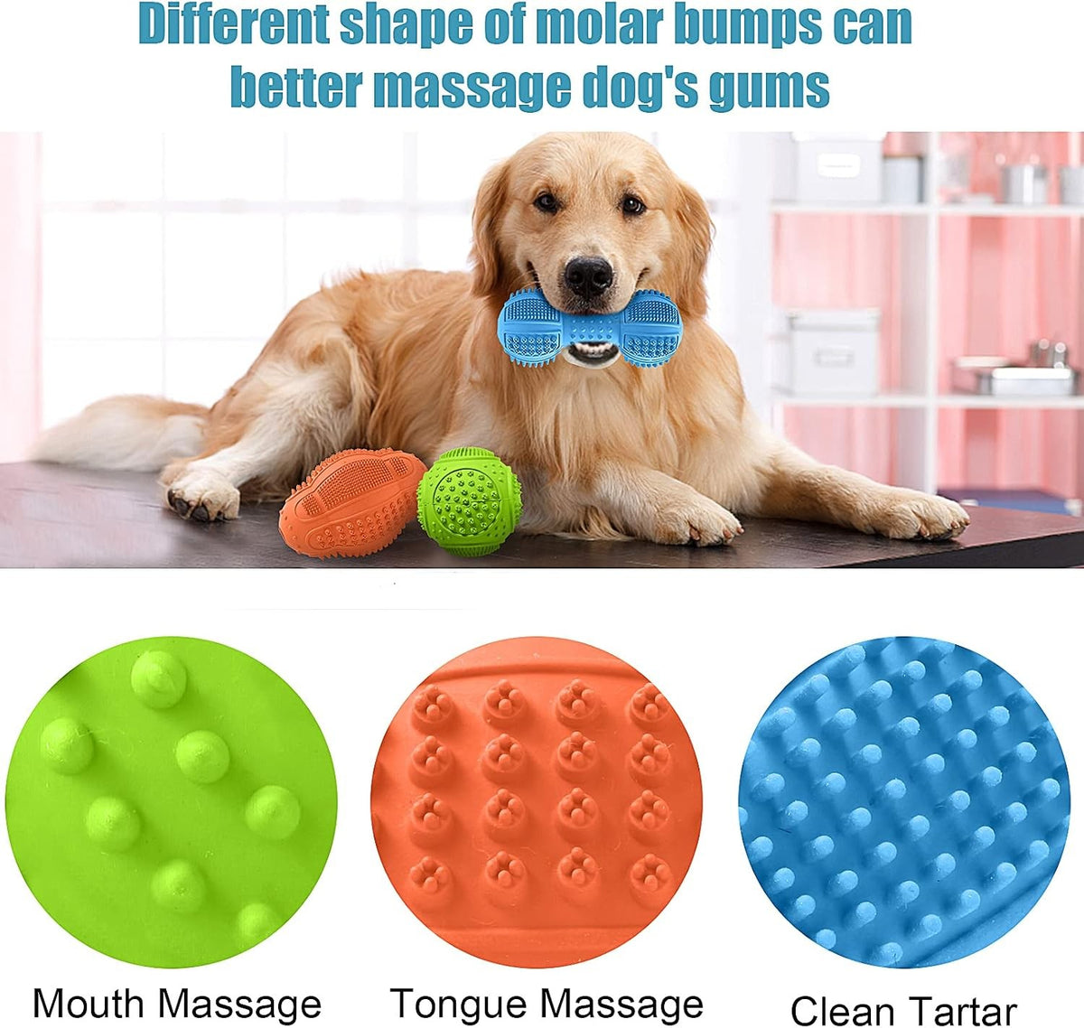 Natural rubber dog chew toys 3 pack