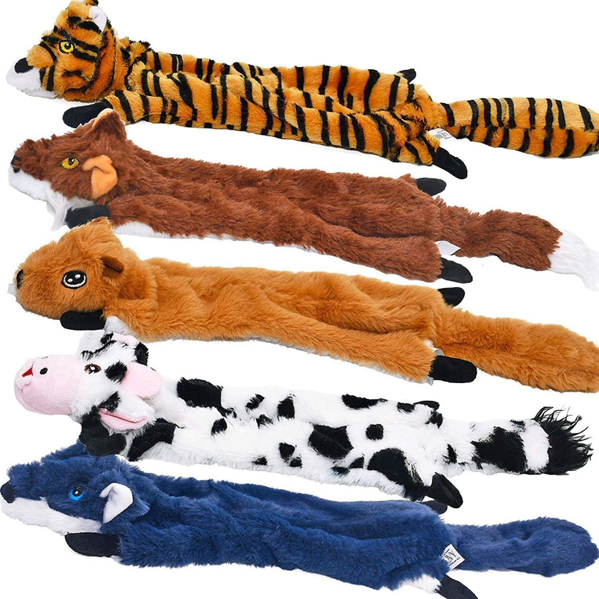 No-stuffing squeaky plush dog toys 5 pack