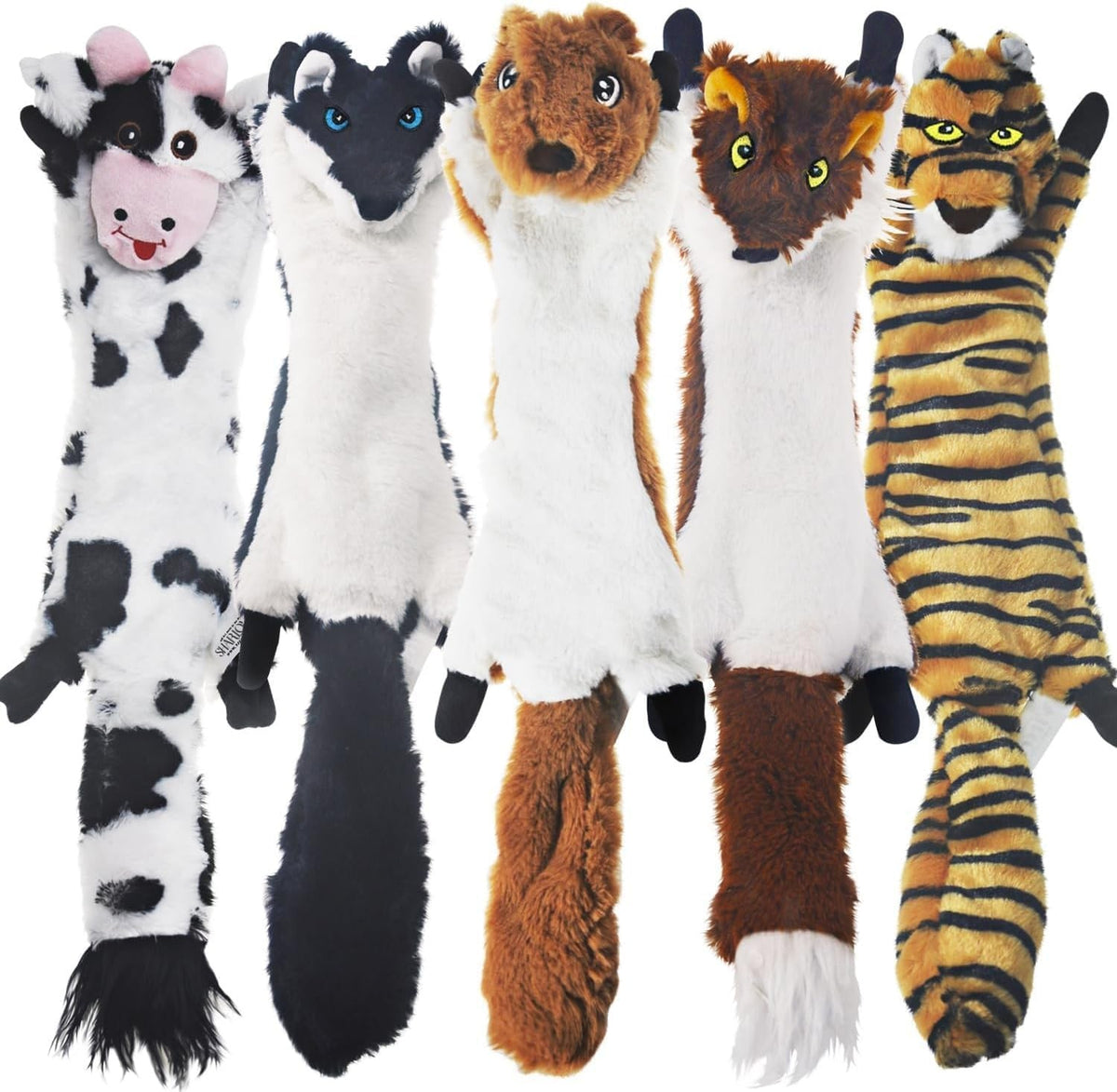 No-stuffing squeaky plush dog toys 5 pack