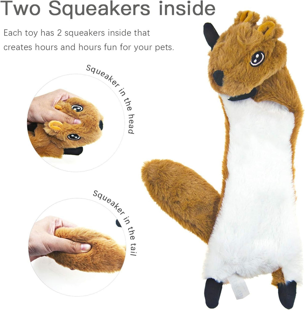 No-stuffing squeaky plush dog toys 5 pack