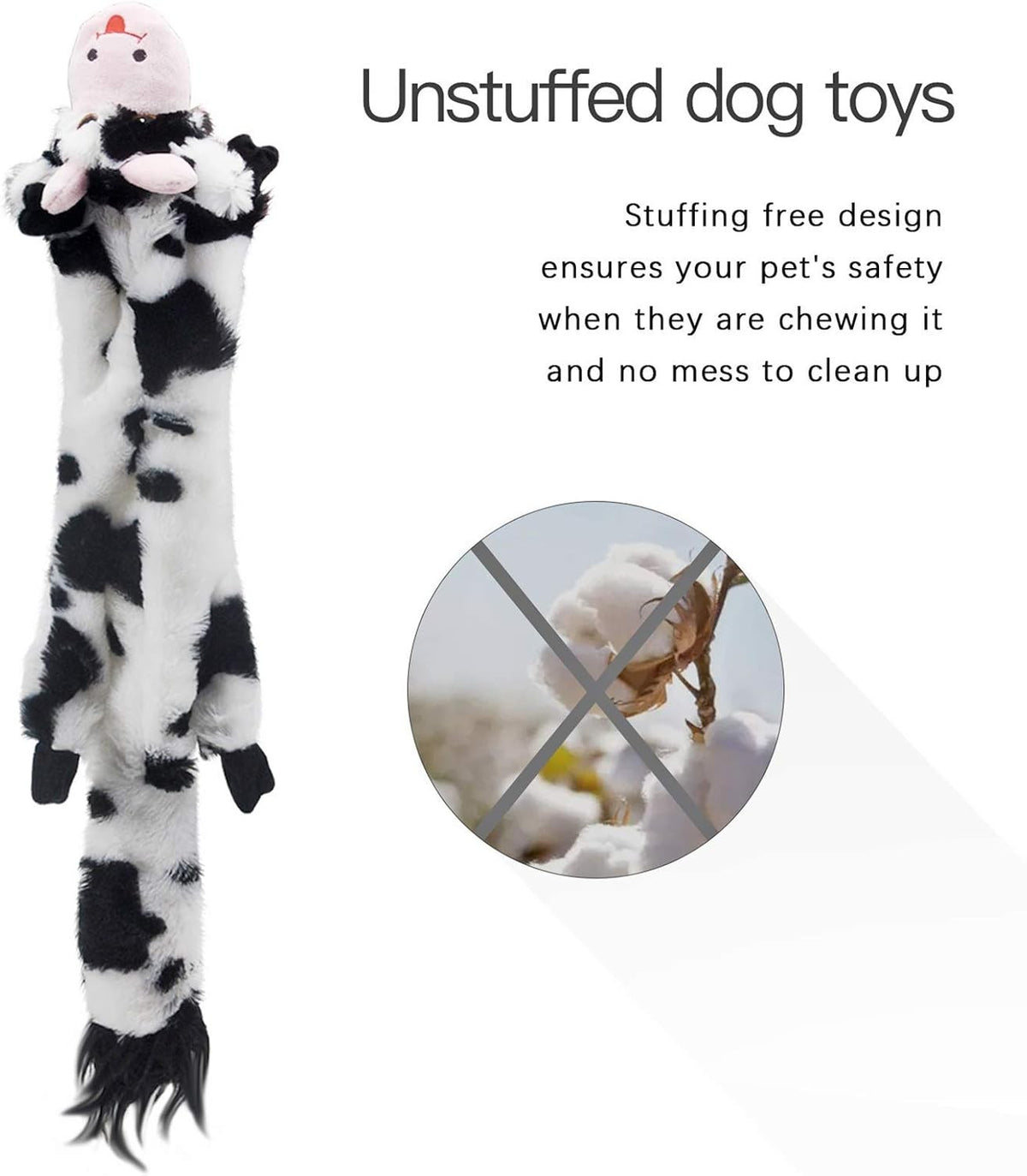 No-stuffing squeaky plush dog toys 5 pack