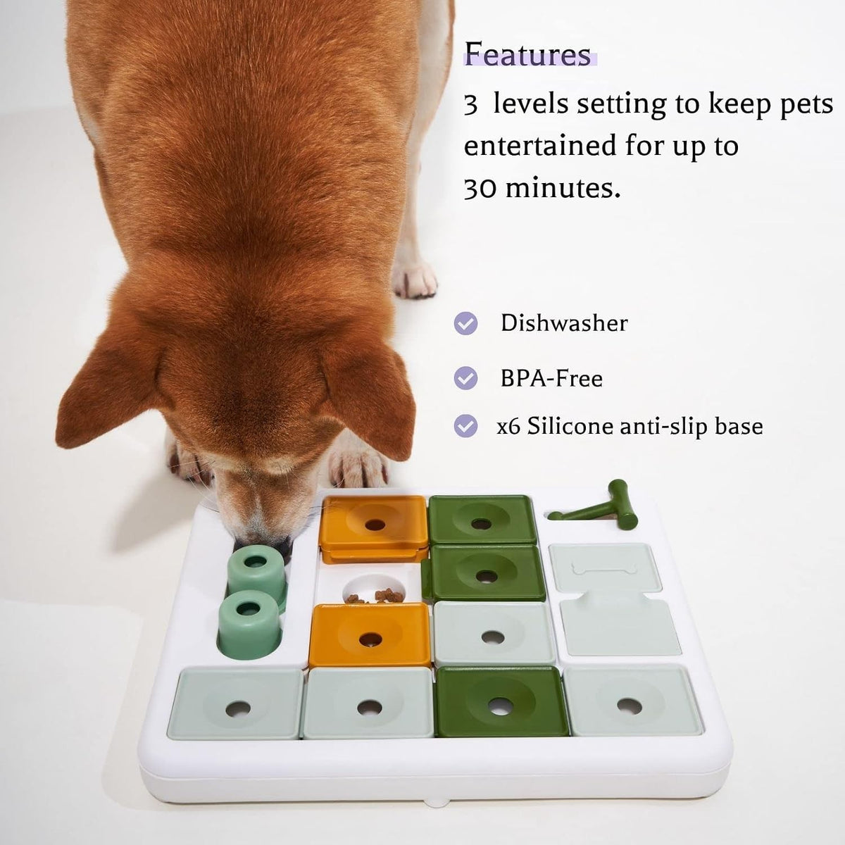 3-level dog treat puzzle toy