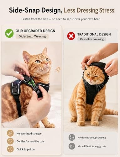 Escape-proof cat harness and leash set