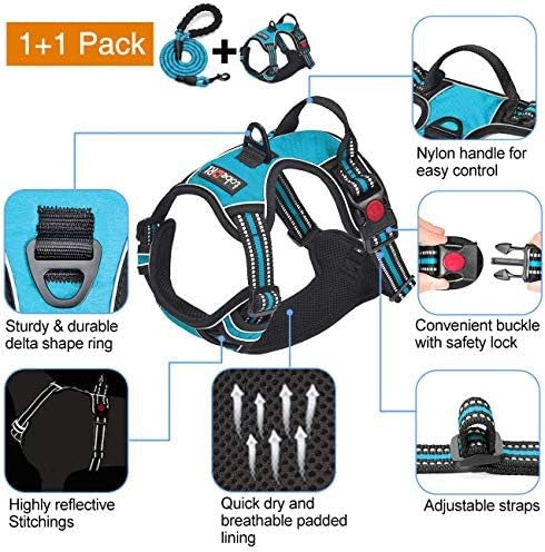 No-pull reflective dog harness