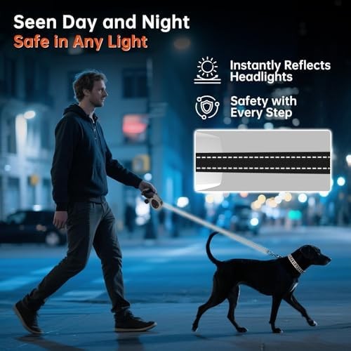 16ft retractable dog leash with LED light