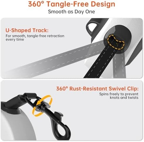 16ft retractable dog leash with LED light