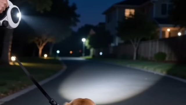 16ft retractable dog leash with LED light