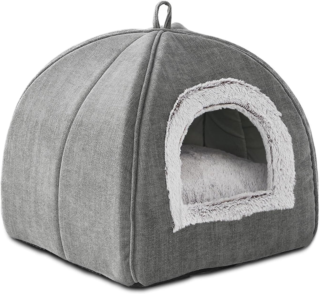 Self-warming foldable cat cave bed