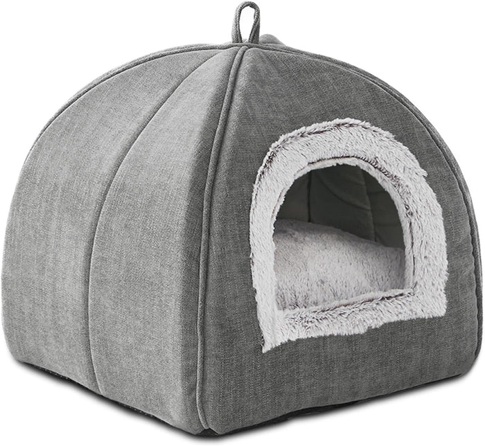 Self-warming foldable cat cave bed