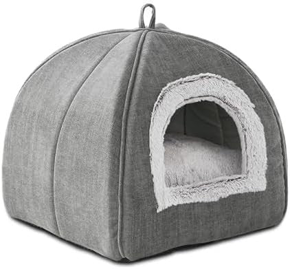 Self-warming foldable cat cave bed