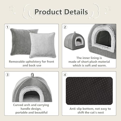 Self-warming foldable cat cave bed