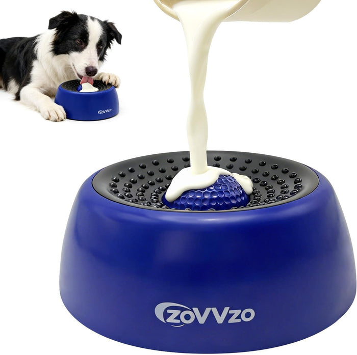 Slow feeder dog bowl with rolling ball